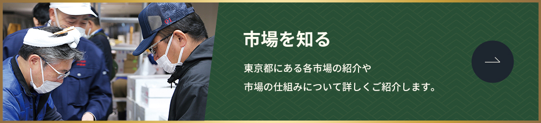 市場を知る 東京都にある各市場の紹介や市場の仕組みについて詳しくご紹介します。
